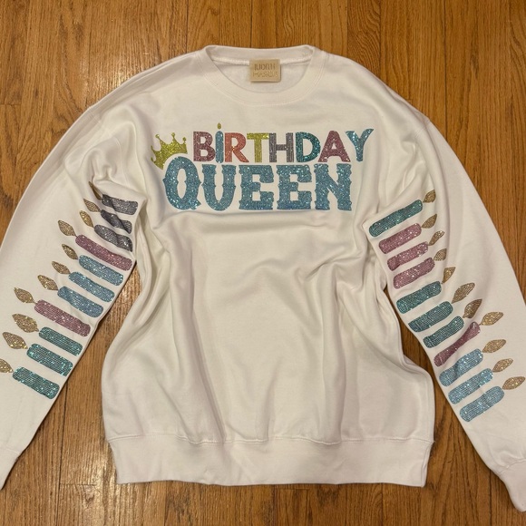 JUDITH MARCH BIRTHDAY QUEEN WHITE PULLOVER EMBELLISHED COTTON Size 1X - Picture 2 of 10